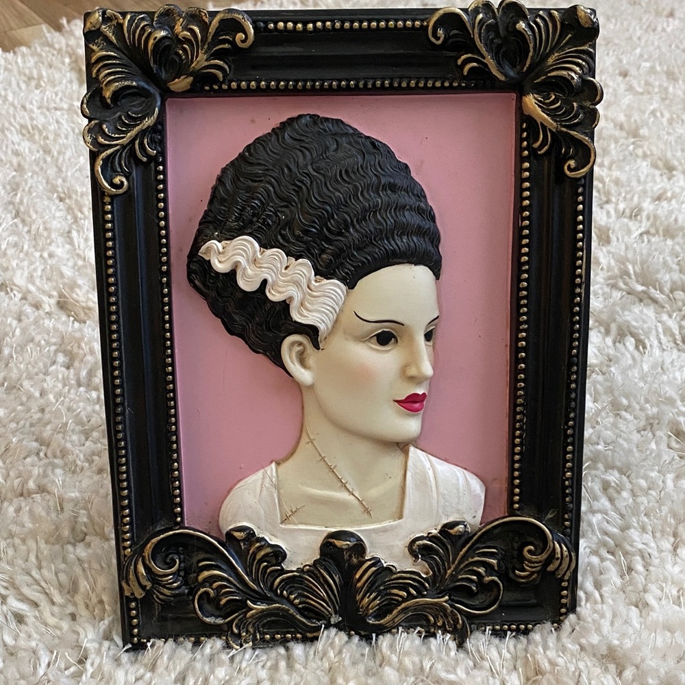 Bride of Frankenstein Vintage Style Black and Gold Decorative Frame